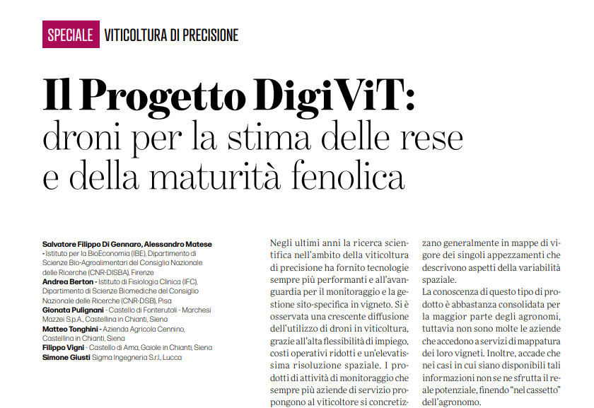 “Il Progetto DigiViT: droni per la stima delle rese e della maturità fenolica”